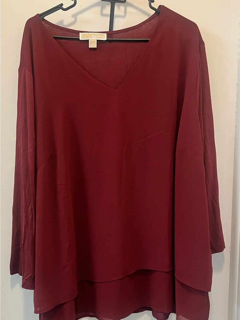 Michael Kors Women's Layered V-Neck Blouse - Wine